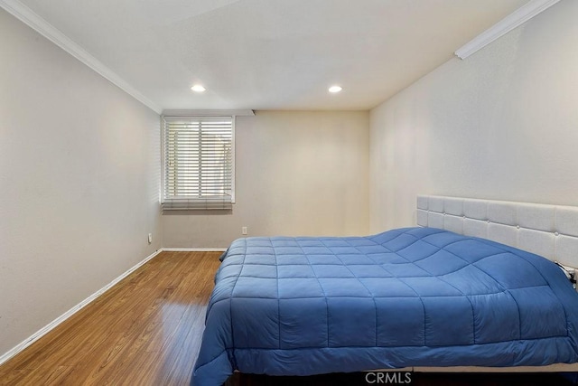 5325 Newcastle Ave Unit 319, Encino, CA 91316 - bedroom with ornamental molding, wood finished floors, and recessed lighting