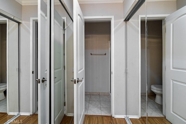 5325 Newcastle Ave Unit 319, Encino, CA 91316 - bathroom with ornamental molding and wood finished floors