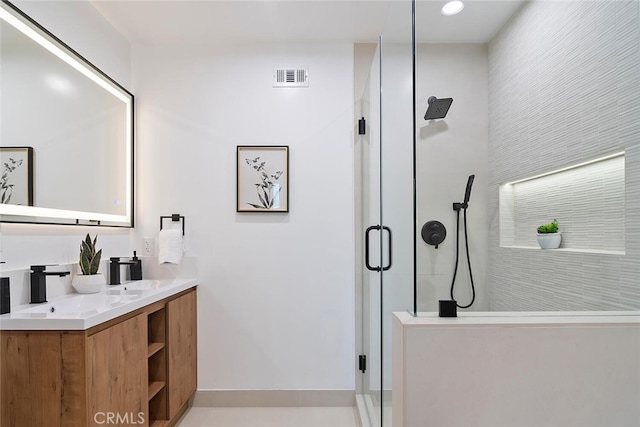 4701 Deseret Dr, Woodland Hills, CA 91364 - bathroom with a shower stall and double vanity