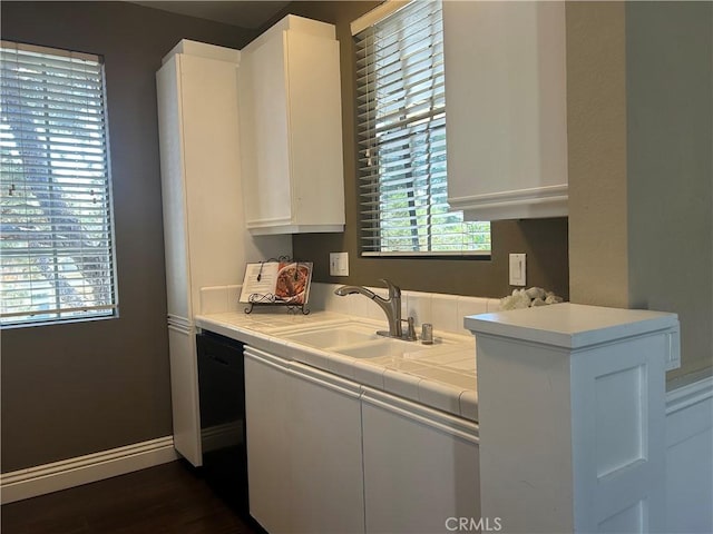 10824 Sabre Hill Dr Unit 194, San Diego, CA 92128 - kitchen featuring white cabinets, dark wood-type flooring, and tile counters