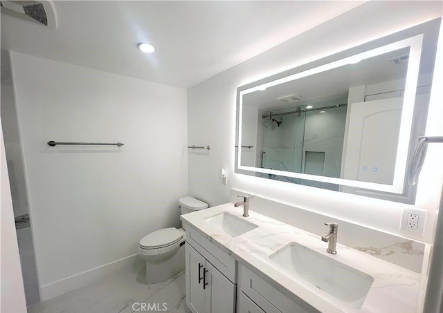 21541 Yucatan Ave, Woodland Hills, CA 91364 - full bathroom featuring double vanity and a shower with door