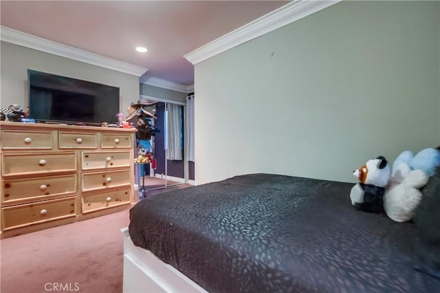 2975 Fernwood Ave, Lynwood, CA 90262 - bedroom with ornamental molding, carpet flooring, and recessed lighting