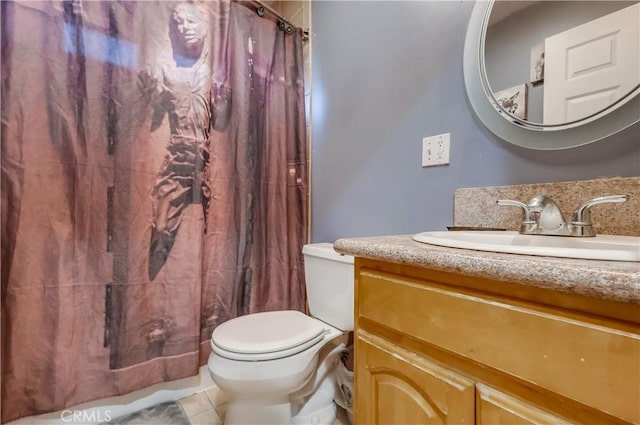 2975 Fernwood Ave, Lynwood, CA 90262 - full bathroom with vanity, curtained shower, and tile patterned floors