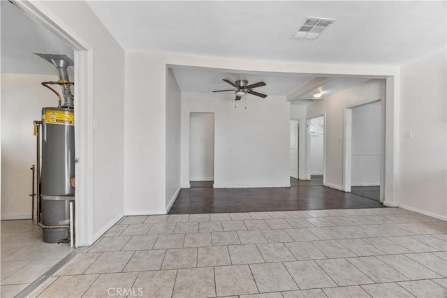 9720 Live Oak Ave, Temple City, CA 91780 - empty room with secured water heater, a ceiling fan, and tile patterned flooring