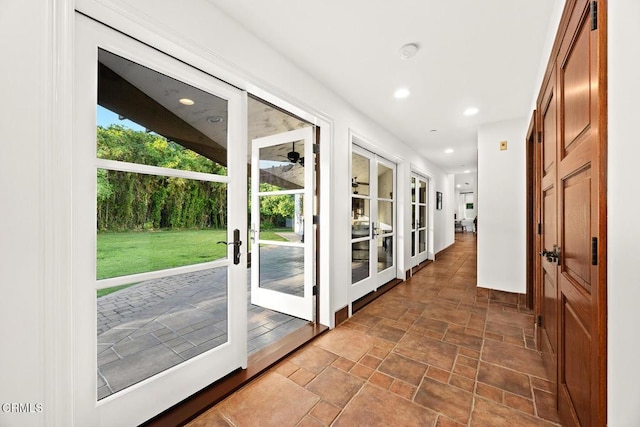 1533 Rancho Ave, Glendale, CA 91201 - corridor with stone finish flooring, recessed lighting, and french doors