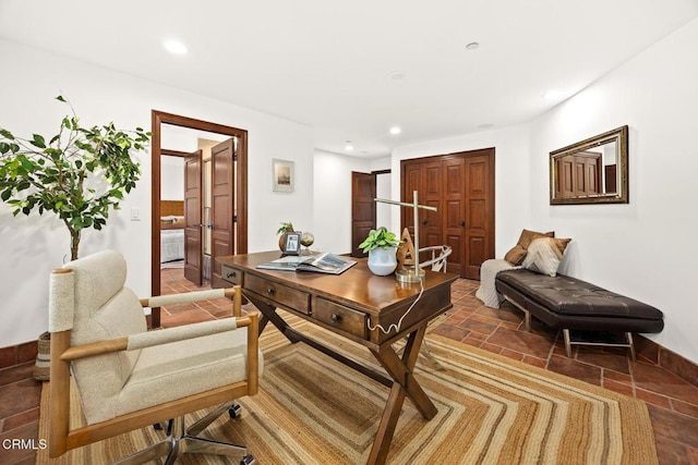 1533 Rancho Ave, Glendale, CA 91201 - office area with stone tile floors and recessed lighting