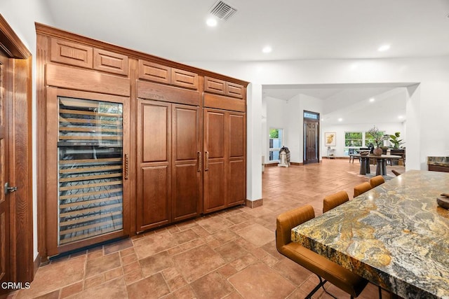 1533 Rancho Ave, Glendale, CA 91201 - bar featuring beverage cooler, recessed lighting, and light stone finish floors