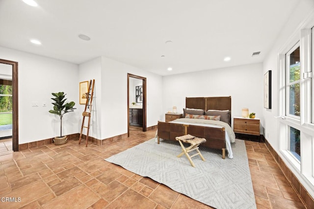 1533 Rancho Ave, Glendale, CA 91201 - bedroom with stone tile floors, recessed lighting, and access to exterior