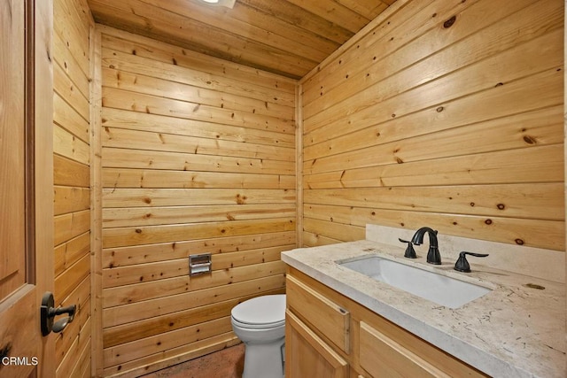 1533 Rancho Ave, Glendale, CA 91201 - bathroom featuring wood ceiling, vanity, and wood walls