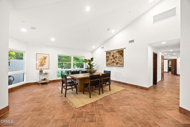 1533 Rancho Ave, Glendale, CA 91201 - dining room with stone tile flooring, recessed lighting, and high vaulted ceiling