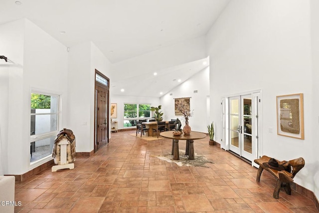 1533 Rancho Ave, Glendale, CA 91201 - entryway with a high ceiling, recessed lighting, and stone tile floors