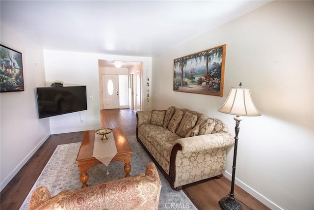 20716 Community St, Winnetka, CA 91306 - living area featuring wood finished floors and baseboards