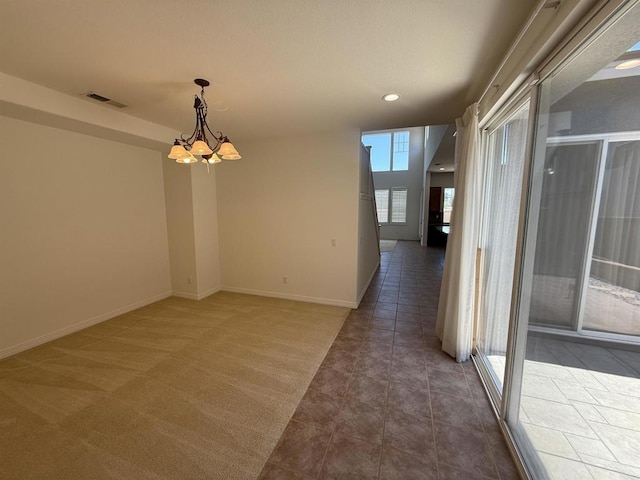 106 Chesapeake Ct, San Marcos, CA 92069 - carpeted empty room with a chandelier and recessed lighting