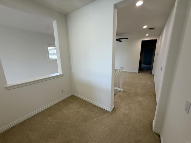 106 Chesapeake Ct, San Marcos, CA 92069 - hall featuring an upstairs landing, carpet floors, and recessed lighting