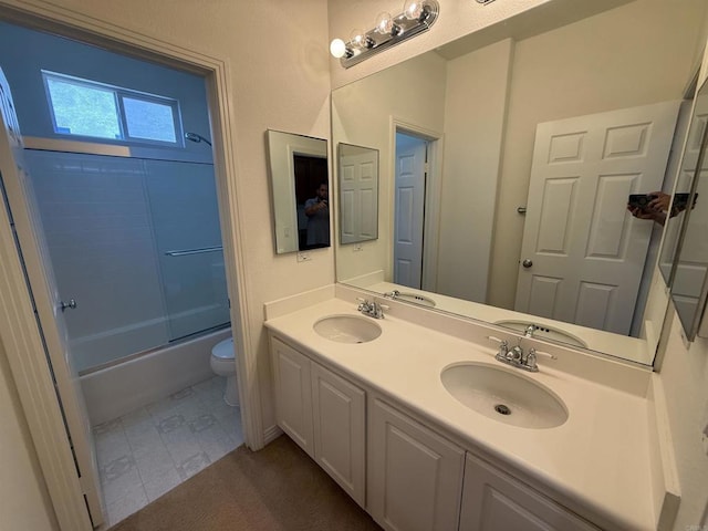 106 Chesapeake Ct, San Marcos, CA 92069 - bathroom with double vanity and shower / bath combination with glass door