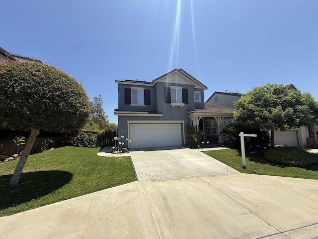 106 Chesapeake Ct, San Marcos, CA 92069 - traditional-style home with stucco siding, concrete driveway, a front lawn, and an attached garage
