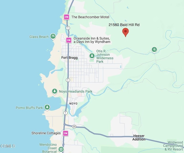 21560 Bald Hill Rd, Fort Bragg, CA 95437 - map / location