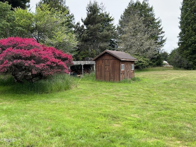 21560 Bald Hill Rd, Fort Bragg, CA 95437 - view of green lawn with a shed
