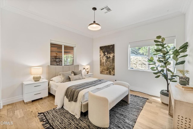 453 Frontenac Ave, Los Angeles, CA 90065 - bedroom featuring light wood-style floors and ornamental molding