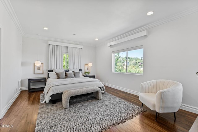 453 Frontenac Ave, Los Angeles, CA 90065 - bedroom with wood finished floors, ornamental molding, and recessed lighting