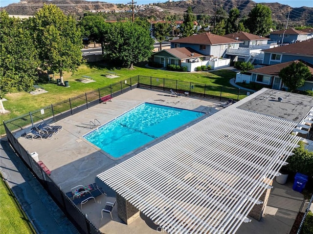 28023 Robin Ave, Saugus, CA 91350 - community pool with a residential view, a patio, and a mountain view