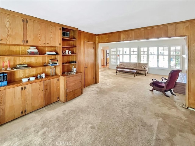 11753 Kling St, Valley Village, CA 91607 - living area featuring light colored carpet and wood walls