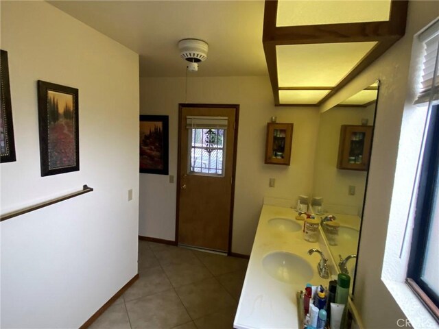 4323 Annisa Ave, Hemet, CA 92544 - bathroom with double vanity and tile patterned floors
