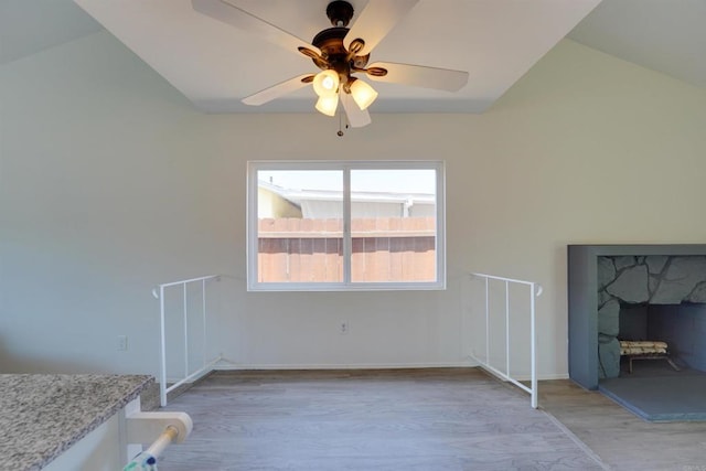 1547 Cochabamba St, San Diego, CA 92154 - unfurnished living room featuring light wood-style floors, a ceiling fan, and vaulted ceiling