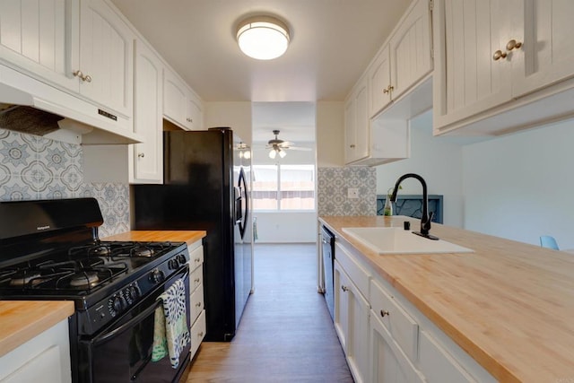 1547 Cochabamba St, San Diego, CA 92154 - kitchen with gas stove, butcher block countertops, and a ceiling fan