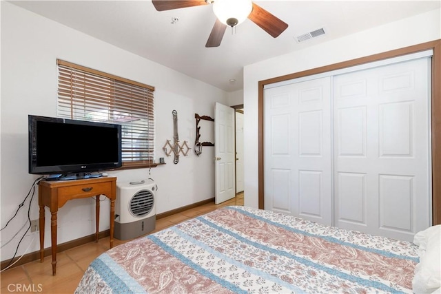 65380 San Lucas Rd, Lockwood, CA 93932 - bedroom featuring a closet, tile patterned floors, and a ceiling fan