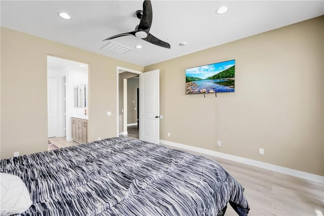 27741 Solitude Ave, Moreno Valley, CA 92555 - bedroom with recessed lighting, ceiling fan, and ensuite bathroom