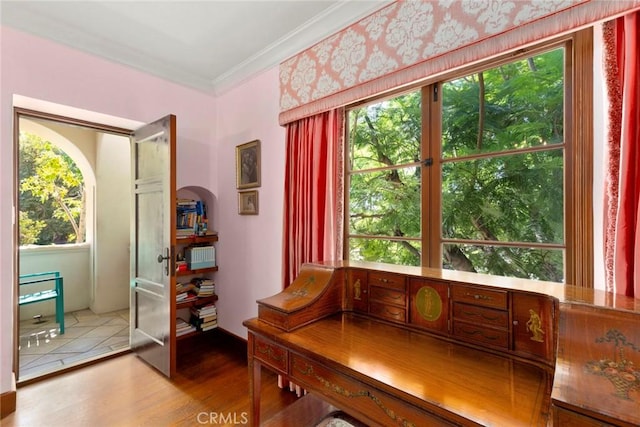 1811 N Flower St, Santa Ana, CA 92706 - living area with wood finished floors and crown molding
