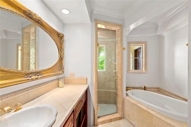 1811 N Flower St, Santa Ana, CA 92706 - full bath featuring vanity, a shower stall, and a garden tub