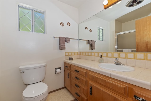 325 Brentwood, Lake Arrowhead, CA 92352 - bathroom with vanity and a shower with door