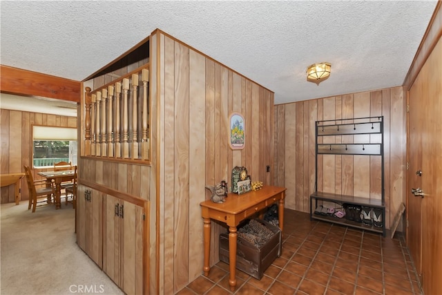 325 Brentwood, Lake Arrowhead, CA 92352 - entryway with wood walls and a textured ceiling