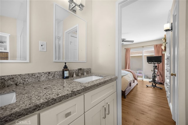 1051 Russell St, La Habra, CA 90631 - bathroom with vanity and wood finished floors