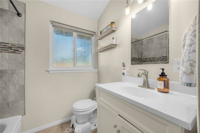1051 Russell St, La Habra, CA 90631 - full bath featuring vanity, tile patterned floors, and washtub / shower combination