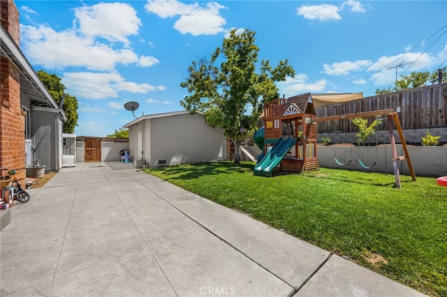 1051 Russell St, La Habra, CA 90631 - view of yard with a playground and a patio