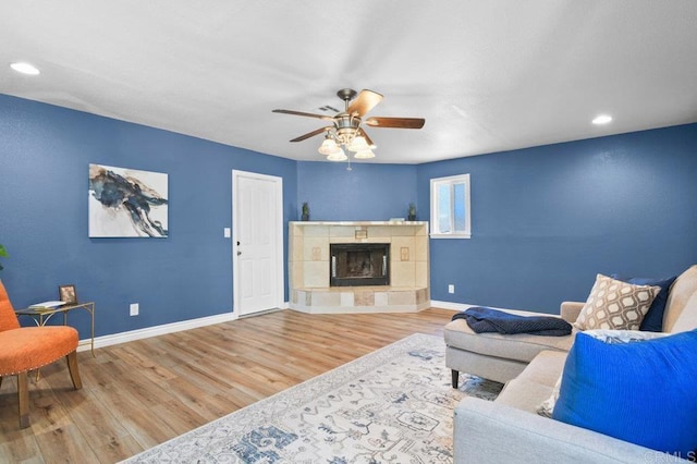 506 Broadview St, Spring Valley, CA 91977 - living area with wood finished floors, ceiling fan, a fireplace, and recessed lighting