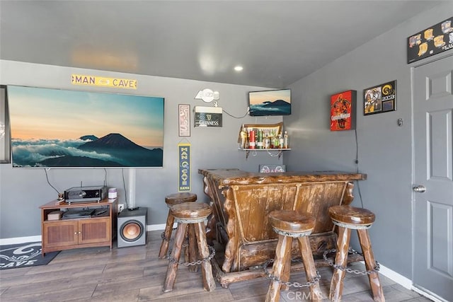 2118 W 84th St, Los Angeles, CA 90047 - indoor dry bar with wood finished floors and recessed lighting