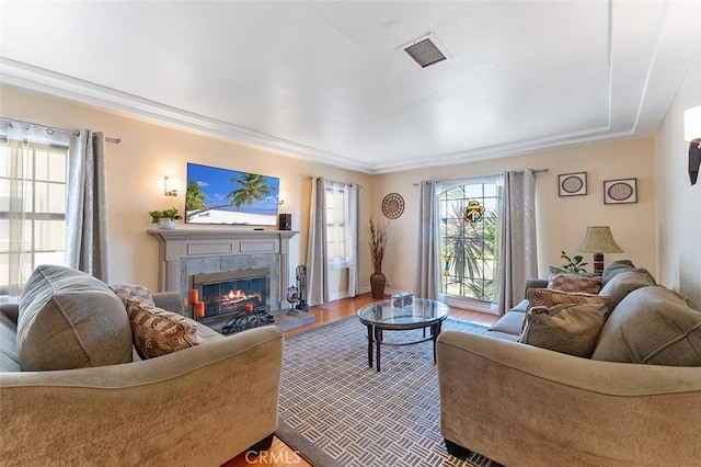 2118 W 84th St, Los Angeles, CA 90047 - living room with a tile fireplace and wood finished floors