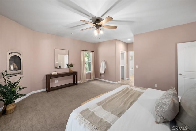 7105 Rayar Rd, Atascadero, CA 93422 - bedroom featuring carpet floors, recessed lighting, and a ceiling fan