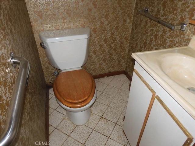 17216 Cedar Way, Clearlake Oaks, CA 95423 - bathroom featuring wallpapered walls and vanity