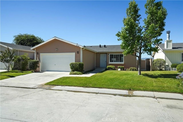 20128 Shadow Island Dr, Canyon Country, CA 91351 - ranch-style house with a front lawn, concrete driveway, and a garage