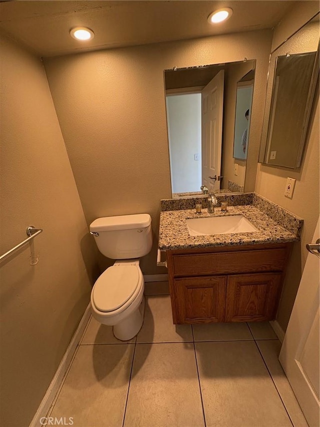 429 S Hill St, Orange, CA 92869 - half bathroom with vanity, tile patterned flooring, and recessed lighting