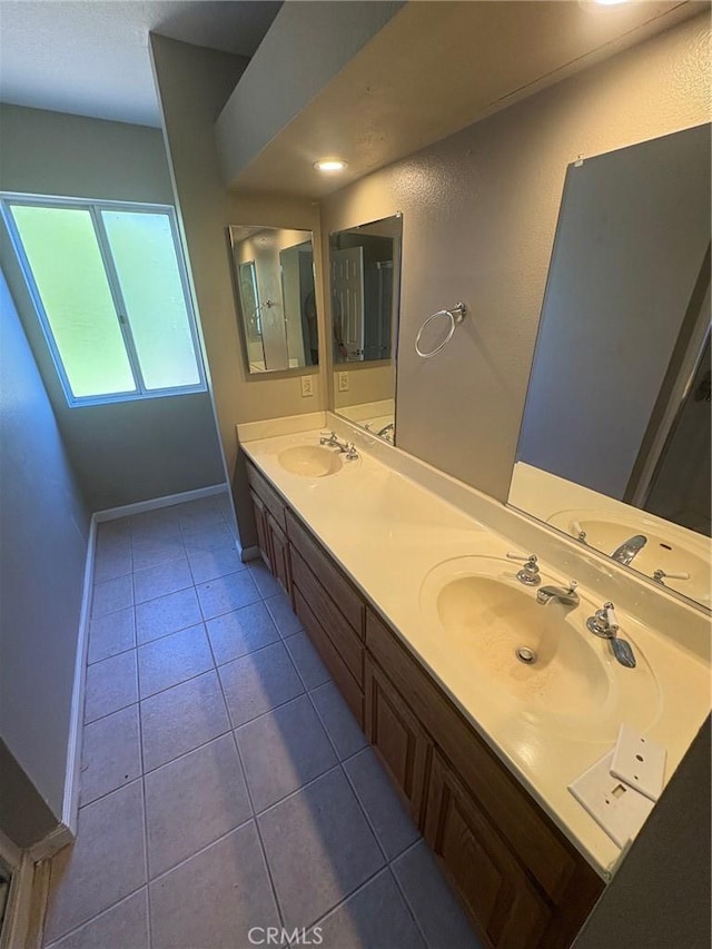 429 S Hill St, Orange, CA 92869 - full bath featuring double vanity and tile patterned floors
