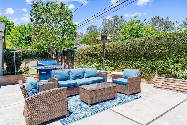 2117 N Westwood Ave, Santa Ana, CA 92706 - fenced backyard featuring an outdoor living space, a patio, and grilling area