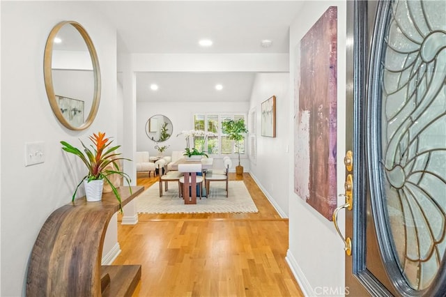 10601 Eton Ave, Chatsworth, CA 91311 - foyer entrance featuring light wood-style flooring and recessed lighting