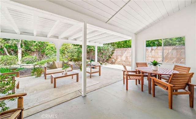 10601 Eton Ave, Chatsworth, CA 91311 - fenced backyard featuring a patio area, outdoor dining area, and an outdoor living space