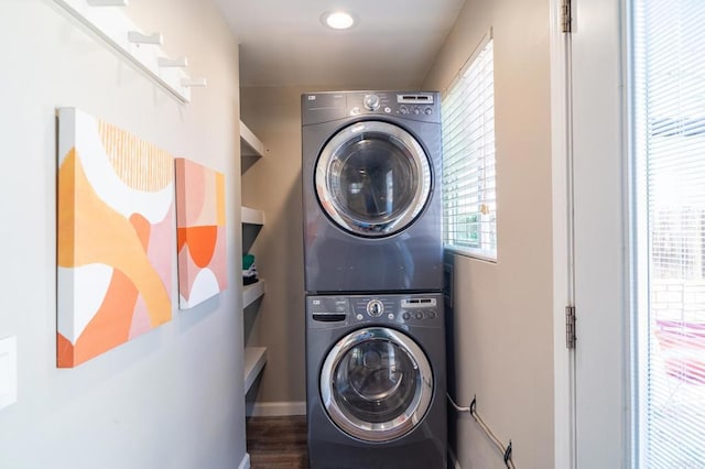 3721 Chamoune Ave, San Diego, CA 92105 - washroom featuring stacked washer and clothes dryer
